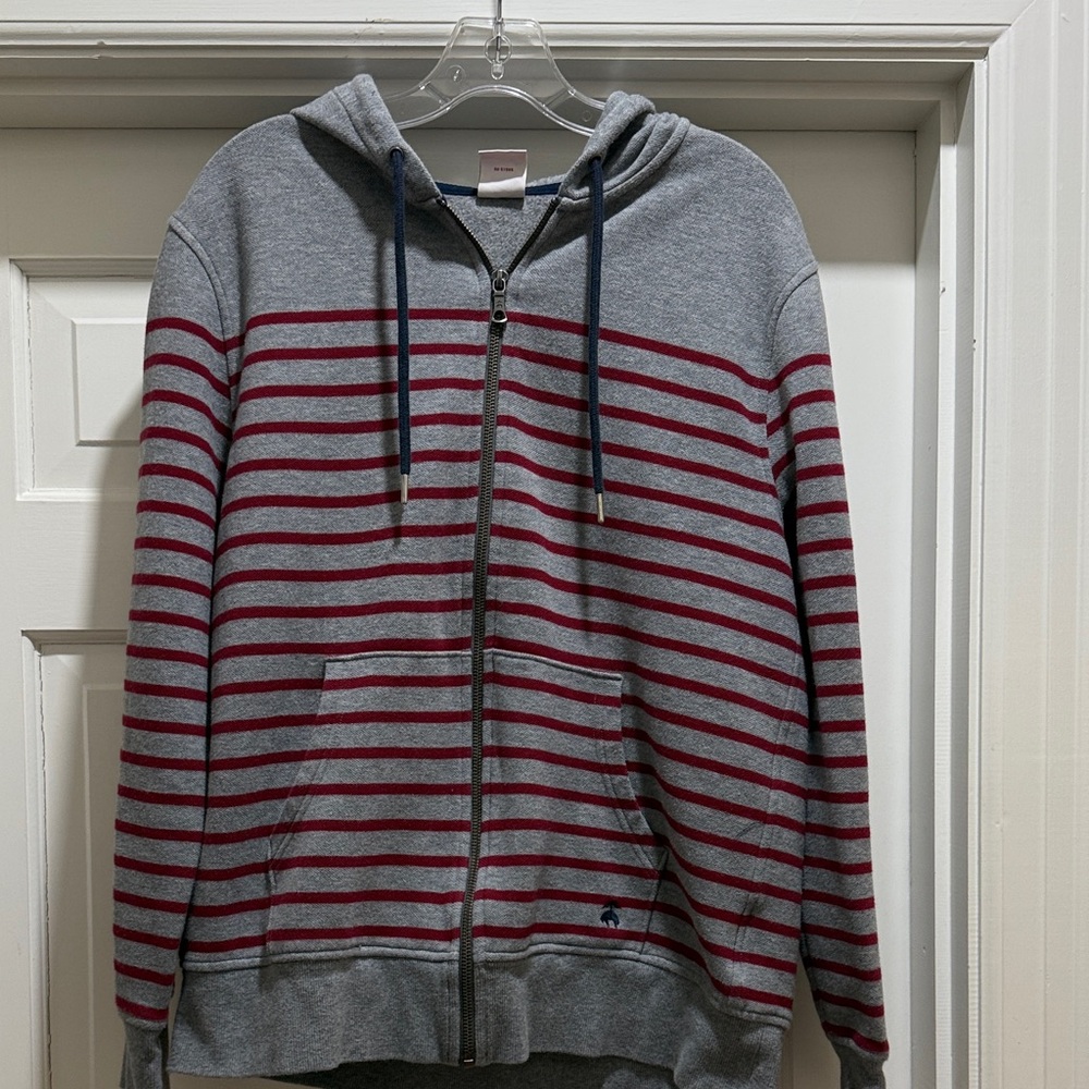 Brooks Brothers Gray and Red Zip-Up Sweater
